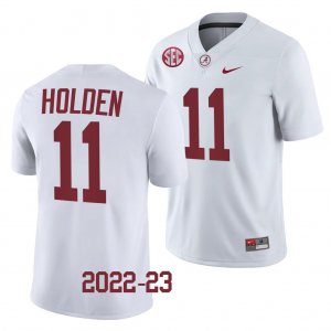 Men's Alabama Crimson Tide #11 Traeshon Holden White 2022-23 NCAA College Football Jersey 2403AYTN5